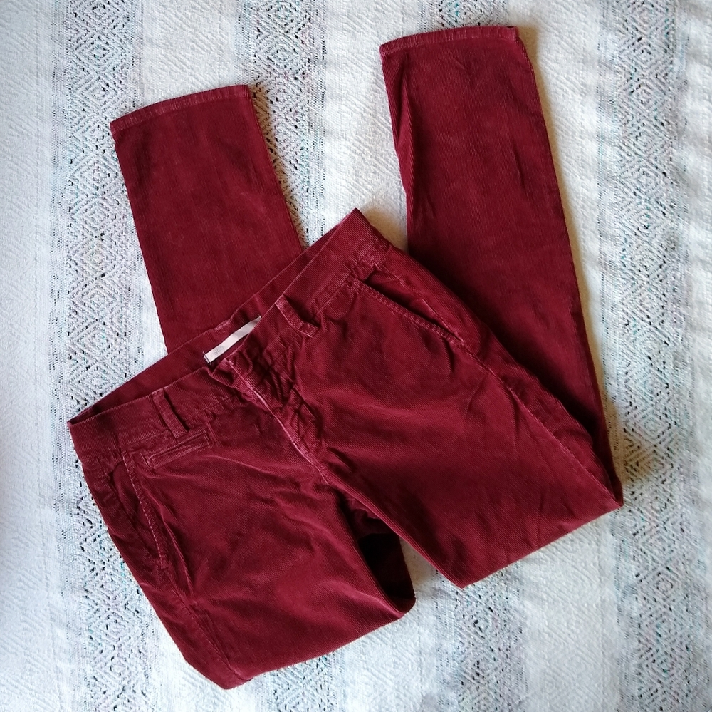 VINCE. Corduroy Straight Leg Trousers Rust 26 EUC Worn 2x